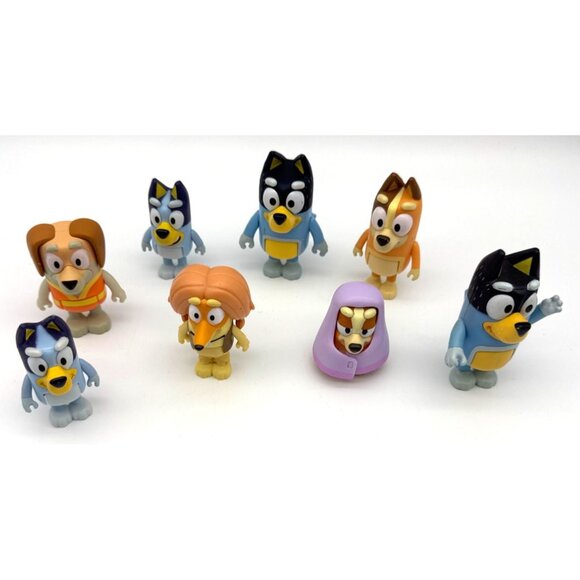 Bluey and Friends Lot Of 8 Figures Moose Toys garbage man , Hippie,  Chilly Etc. - Picture 1 of 5
